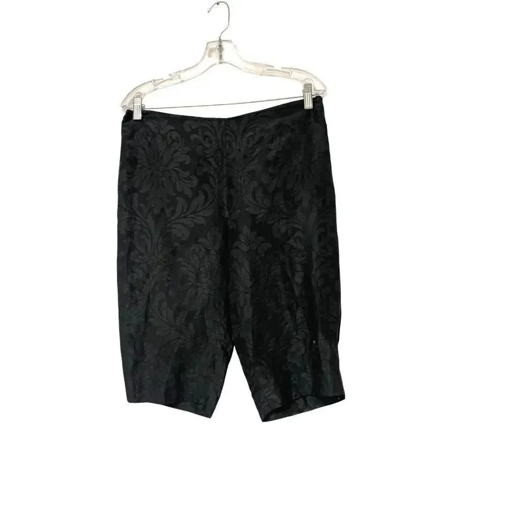 Magaschoni Womens Bermuda Shorts Sz 8 Black Lace Pockets knee length NWT